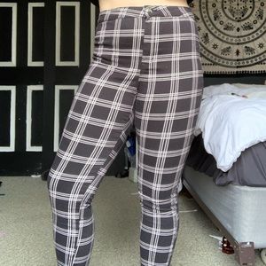 Plaid patterned black jeans